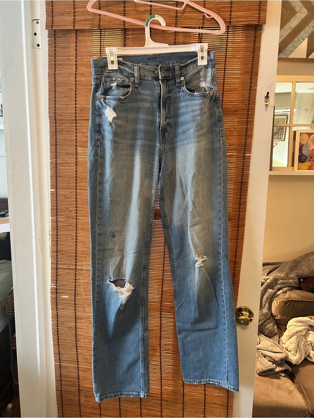 GAP Light Blue Distressed Wide-Leg Jeans
